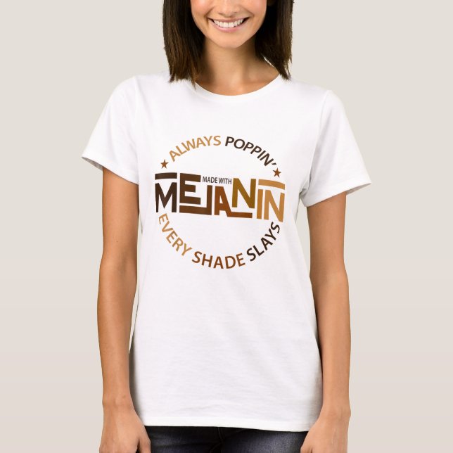 Camiseta Feita com Melanin Black Girl Magic Afro Beauty Bla (Frente)