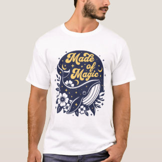 Camiseta Feita De Mágica - Baleia De Boho Floral Nature Sum