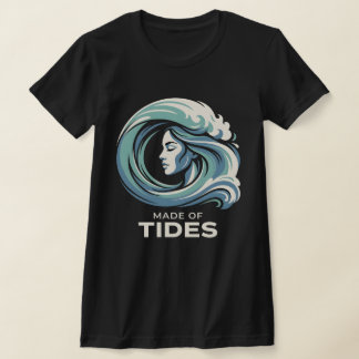 Camiseta Feita de Mulher Oceano das Marés Onda Feminina Cos
