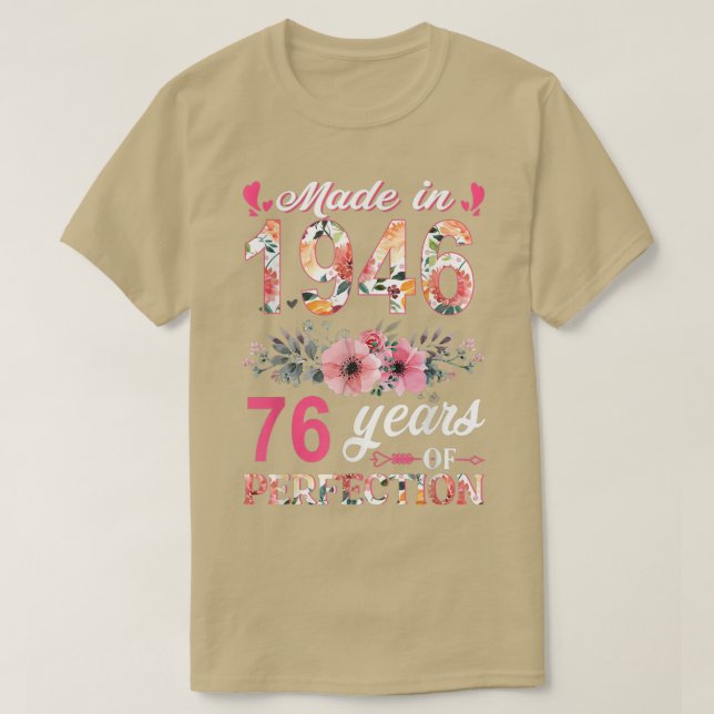 Camiseta Feita Em 1946, Presente De 76 Anos Com 76 Anos (Frente do Design)