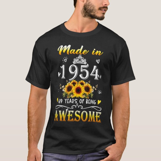 Camiseta Feita Em 1954, Girassol, 69º B dia 69 anos de Bein (Frente)