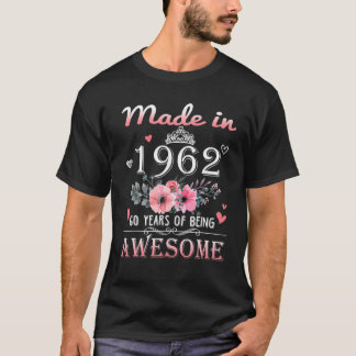 Camiseta Feita Em 1962 Com 60 Anos De Idade Floral, Present