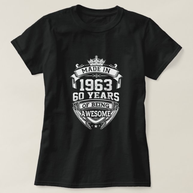 Camiseta Feita Em 1963, 60 Anos Sendo Incrível (Frente do Design)