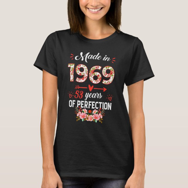 Camiseta Feita Em 1969 Com 53 Anos De Idade Floral (Frente)