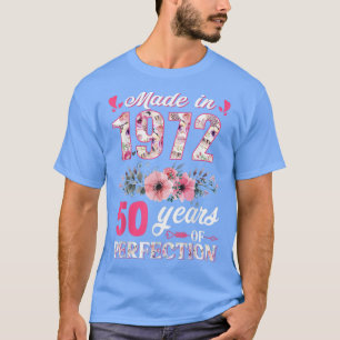 Camiseta Feita Em 1972, Presente De 50 Anos De Idade Floral