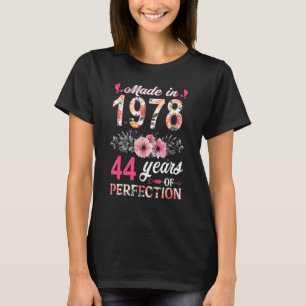 Camiseta Feita Em 1978, Nascida Em 44 De 44 Anos, Floral