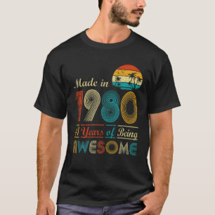 Camiseta Feita Em 1980 Vintage Retro 41 Anos Com 41 Anos De