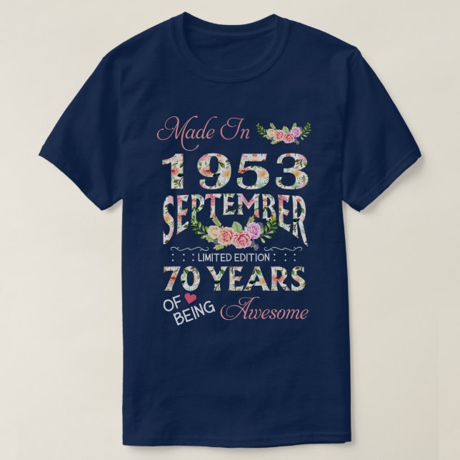 Camiseta Feita Em Dezembro De 1953 Com 70 Anos De Idade Flo (Frente do Design)