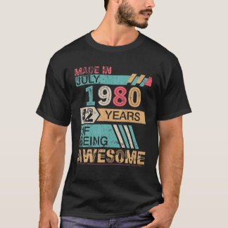 Camiseta Feita Em Julho De 1980 Feliz Aniversário 42 Anos D