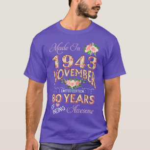 Camiseta Feita Em Novembro De 1943 Com 80 Anos De Idade Flo
