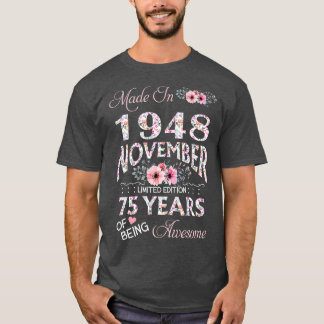 Camiseta Feita Em Novembro De 1948 Com 75 Anos De Idade Flo
