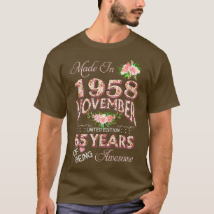 Camiseta Feita Em Novembro De 1958 Com 65 Anos De Idade Flo