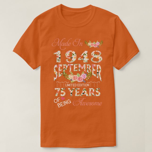 Camiseta Feita Em Setembro De 1948 Com 75 Anos De Bein (Frente do Design)
