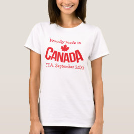Camiseta Feita no Canadá com bandeira de maternidade da E.T