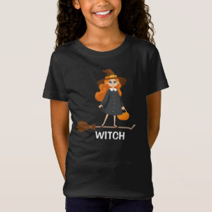 Camiseta Feiticeira bonita no Dia das Bruxas da Faculdade E