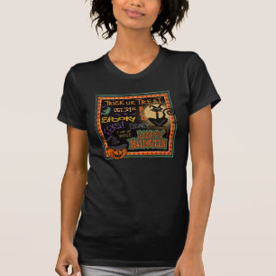 Camiseta Feiticeira de Gato de Bomba ou Trato de Halloween