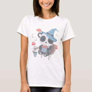 Camiseta Feiticeira de Panda Fria Envolve Nuvens de Hallowe