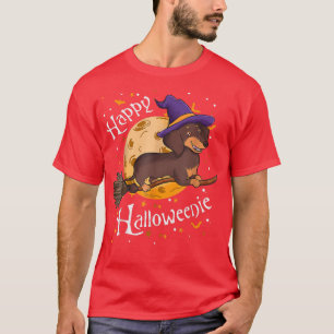 Camiseta Feiticeira Dia de as Bruxas engraçado Feliz do Cão