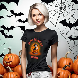 Camiseta Feiticeira fantasma do Dia das Bruxas em Pumpkin E