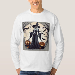 Camiseta Feiticeira-lua cheia e abóboras