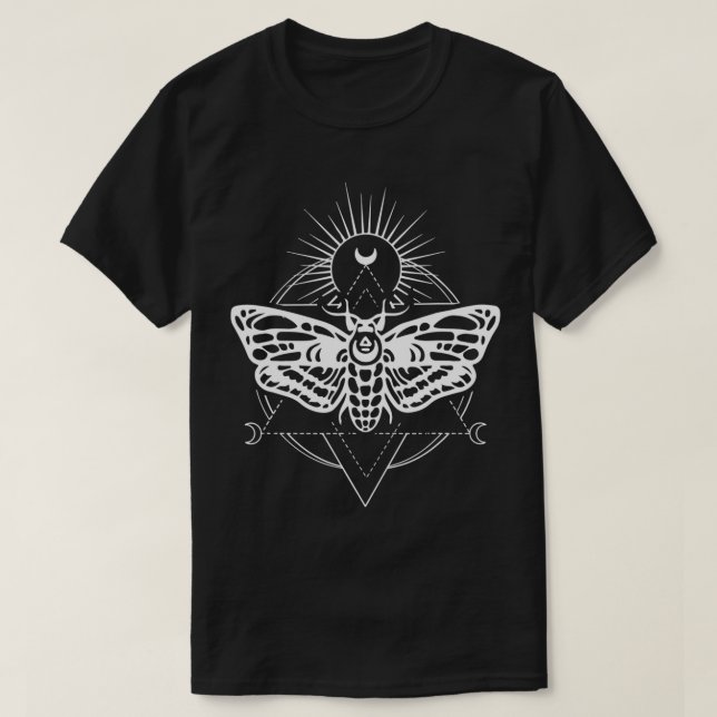 Camiseta Feiticeira Pagan Sagrada de Geometria da Lua e da  (Frente do Design)