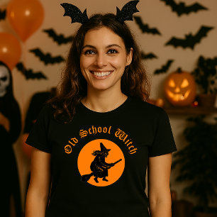 Camiseta Feiticeira Velha da Escola Corta de Woodblock no D