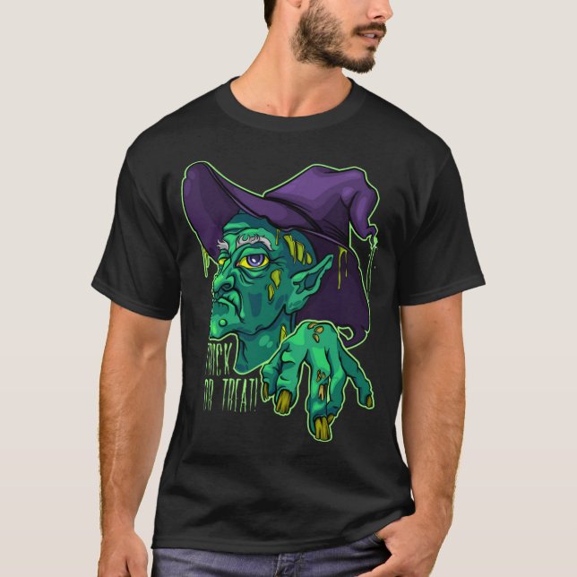 Camiseta Feiticeira velha e assustadora do halloween (Frente)