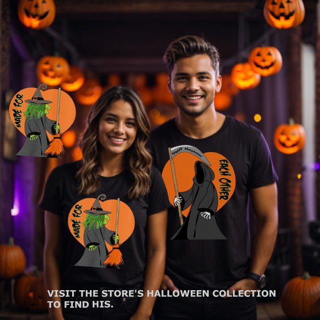 Camiseta Feiticeira Wicktly Hilarious Halloween Love (Halloween witch funny couple matching tee.)
