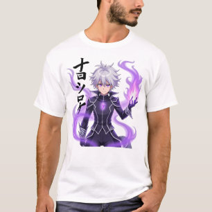 Camiseta Feiticeiro Místico de Animação de Cabelo Branco co
