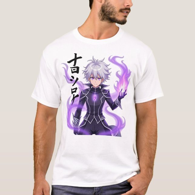 Camiseta Feiticeiro Místico de Animação de Cabelo Branco co (Frente)
