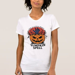 Camiseta Feitiço de Abóbora Vintage Halloween Bruxa Mão Art
