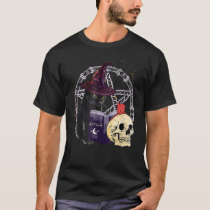 Camiseta Feitiço Mágico de Gato Preto Gato de Halloween