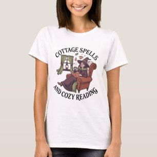 Camiseta Feitiços de algodão e feiticeira de coz que lê o c