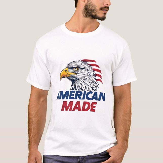 Camiseta FEITO AMERICANO Design Patriótico EUA, Presente da (Frente)