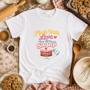 Camiseta Feito Com Amor & Muito Açúcar Avó Fazendo Bolo
