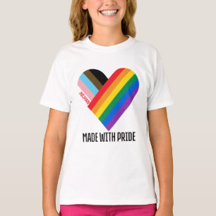 Camiseta Feito Com Orgulho Coração Arco-íris Personalizado