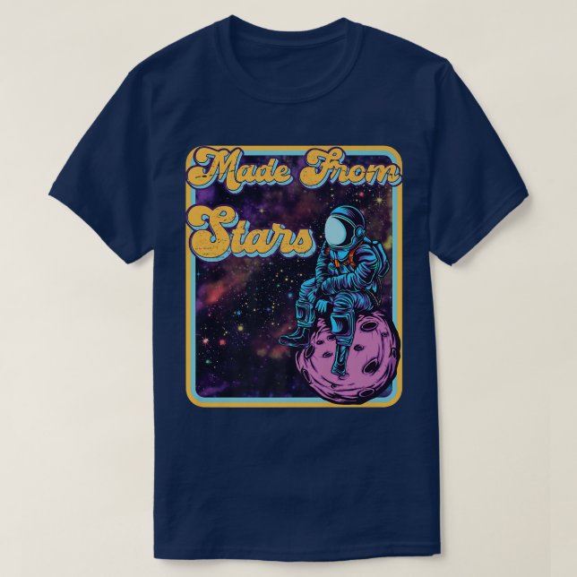 Camiseta Feito De Estrelas Astronauta De Visibilidade Retro (Frente do Design)