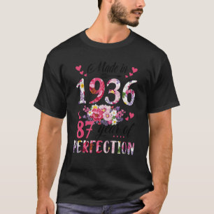 Camiseta Feito Em 1936, Floral, 87 Anos De Idade, 87 Anos