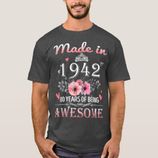 Camiseta Feito Em 1942, Presente De Aniversário De 80 De 80