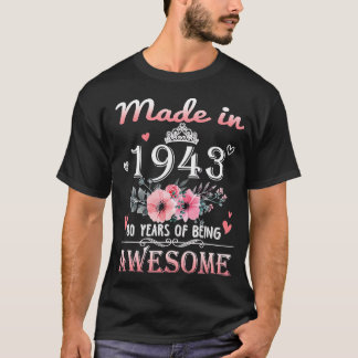 Camiseta Feito Em 1943, Presente De Aniversário De 80 De 80