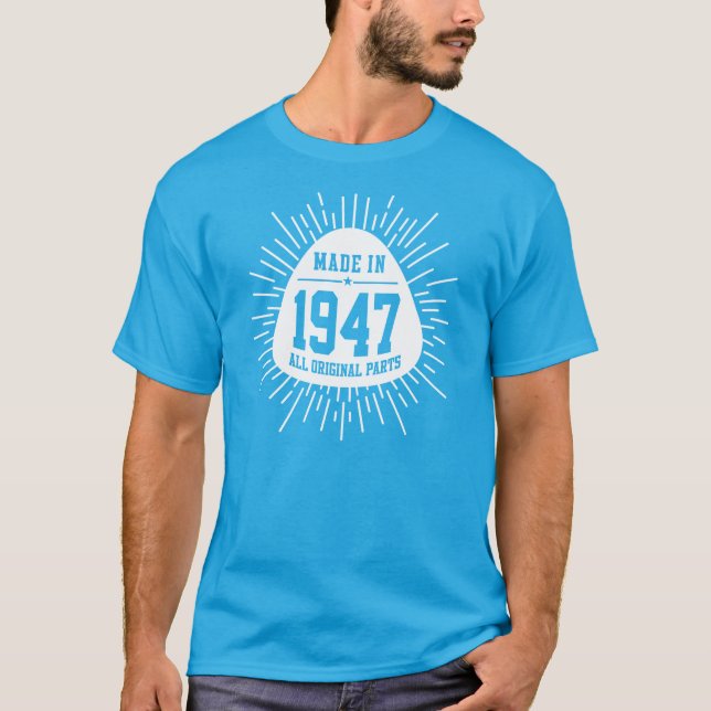 Camiseta Feito Em 1947, Todas As Partes Originais (Frente)