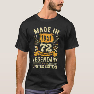 Camiseta Feito Em 1951, 72 Anos, 72 Anos