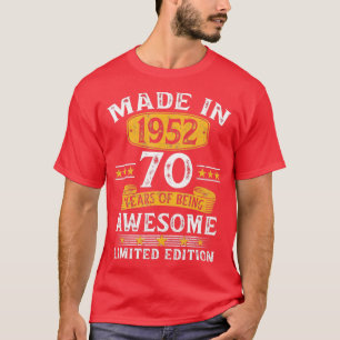Camiseta Feito Em 1952, Aos 70 Anos, Presente De 70