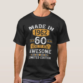 Camiseta Feito Em 1962, 60 Anos, Presente De 60 Anos