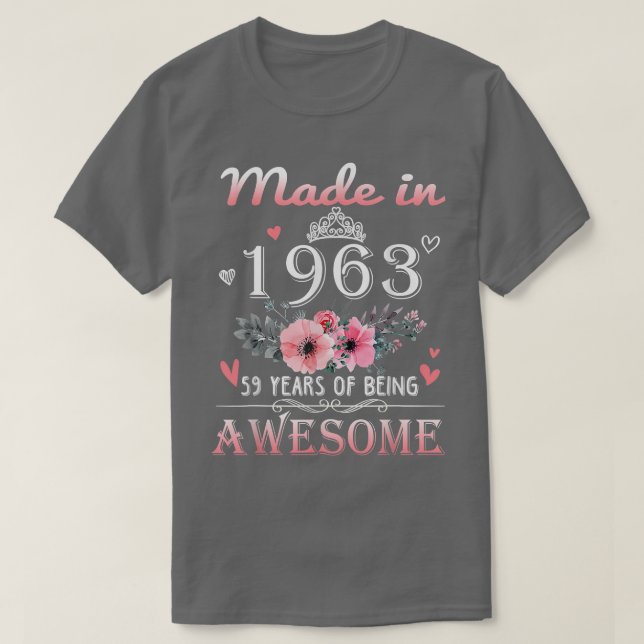 Camiseta Feito Em 1963, Em 59 Anos, Um Presente De 59 Anos  (Frente do Design)