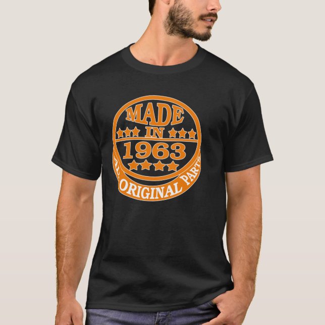Camiseta Feito em 1963 todas as peças do original (Frente)