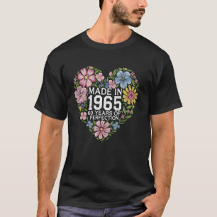 Camiseta Feito em 1965 60 Anos de Perfeição Floral do Coraç