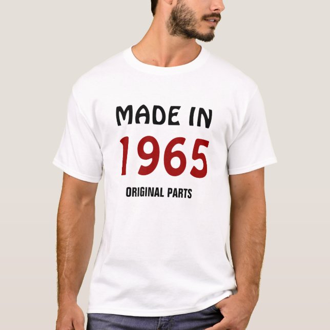 Camiseta "Feito em 1965, peças originais" (Frente)