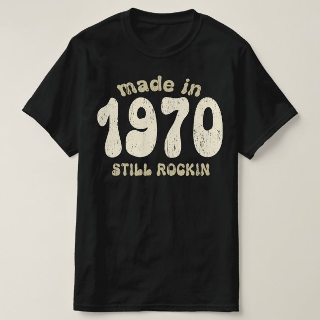 Camiseta Feito em 1970, com números de safra ainda em balan (Frente do Design)