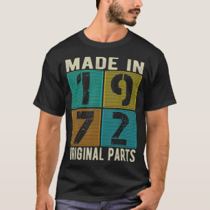 Camiseta Feito Em 1972, Com O Nascer De Peças Originais Da